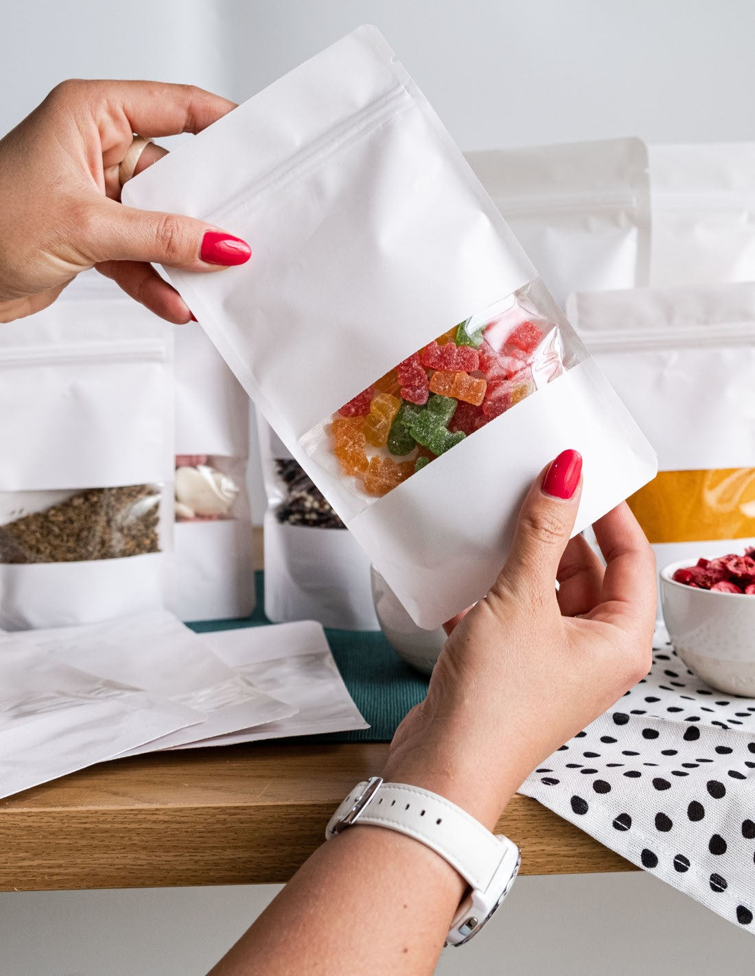 Doypack Biały Papier Kraft z okienkiem