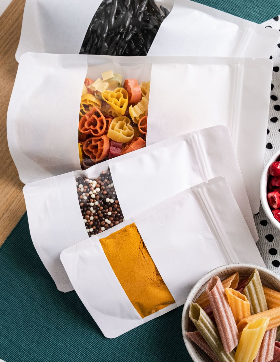 Doypack Biały Papier Kraft z okienkiem
