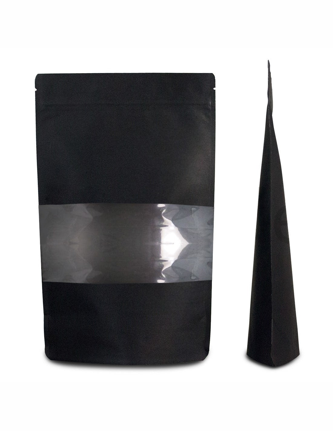 Doypack Czarny Papier Kraft z okienkiem