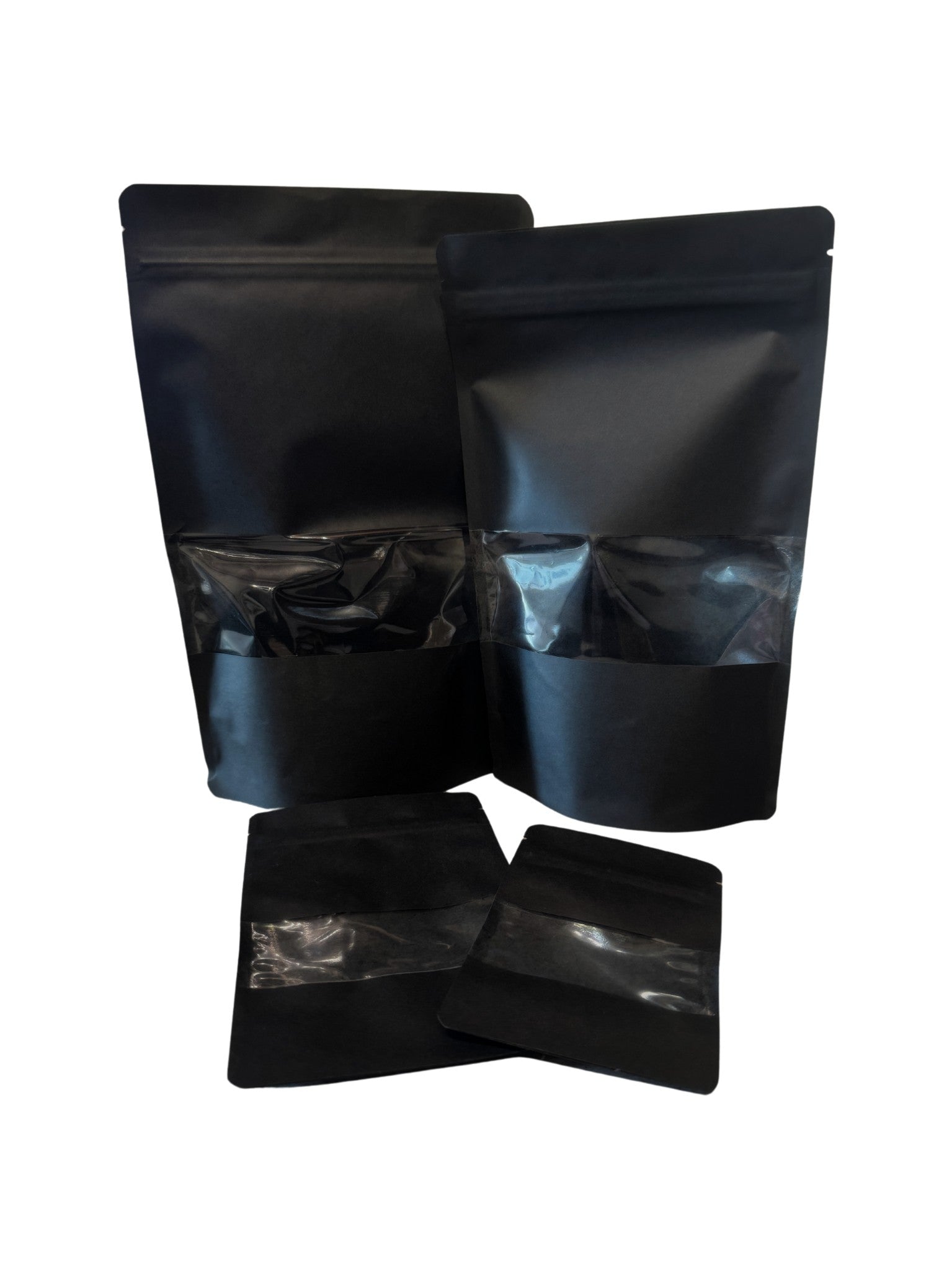 Doypack Czarny Papier Kraft z okienkiem